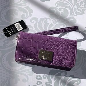 Izaro NWT Purple Croc-Embossed Clutch / wallet / wristlet
